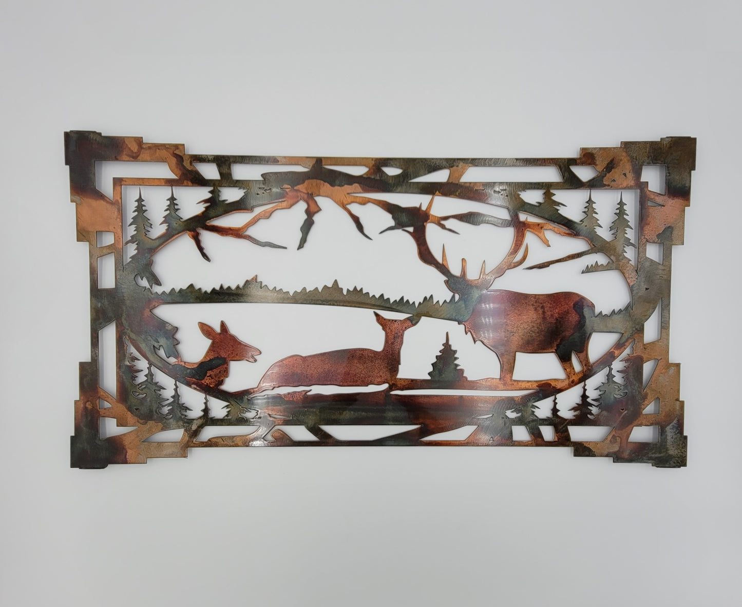 Southwest Style Oval Elk Metal Wall Hanging