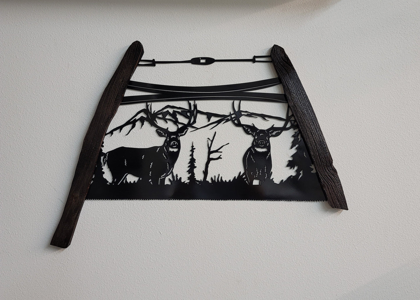 Deer Metal Bow Saw Wall Hanging Available in Five Colors