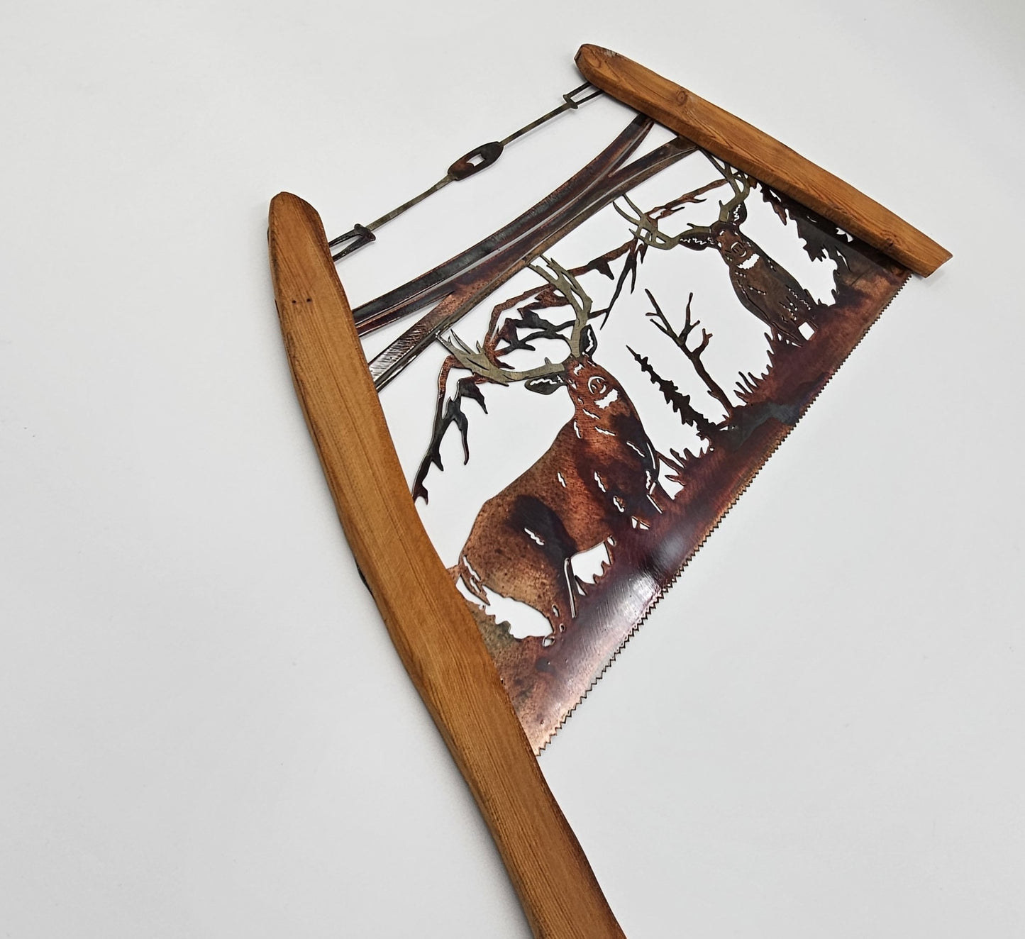 Deer Metal Bow Saw Wall Hanging Available in Five Colors