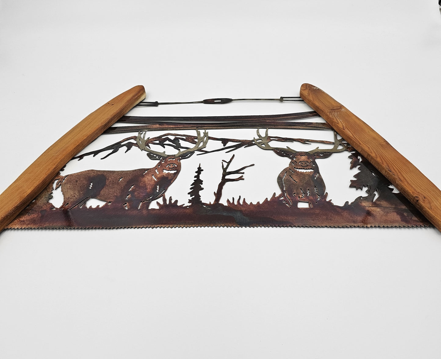 Deer Metal Bow Saw Wall Hanging Available in Five Colors