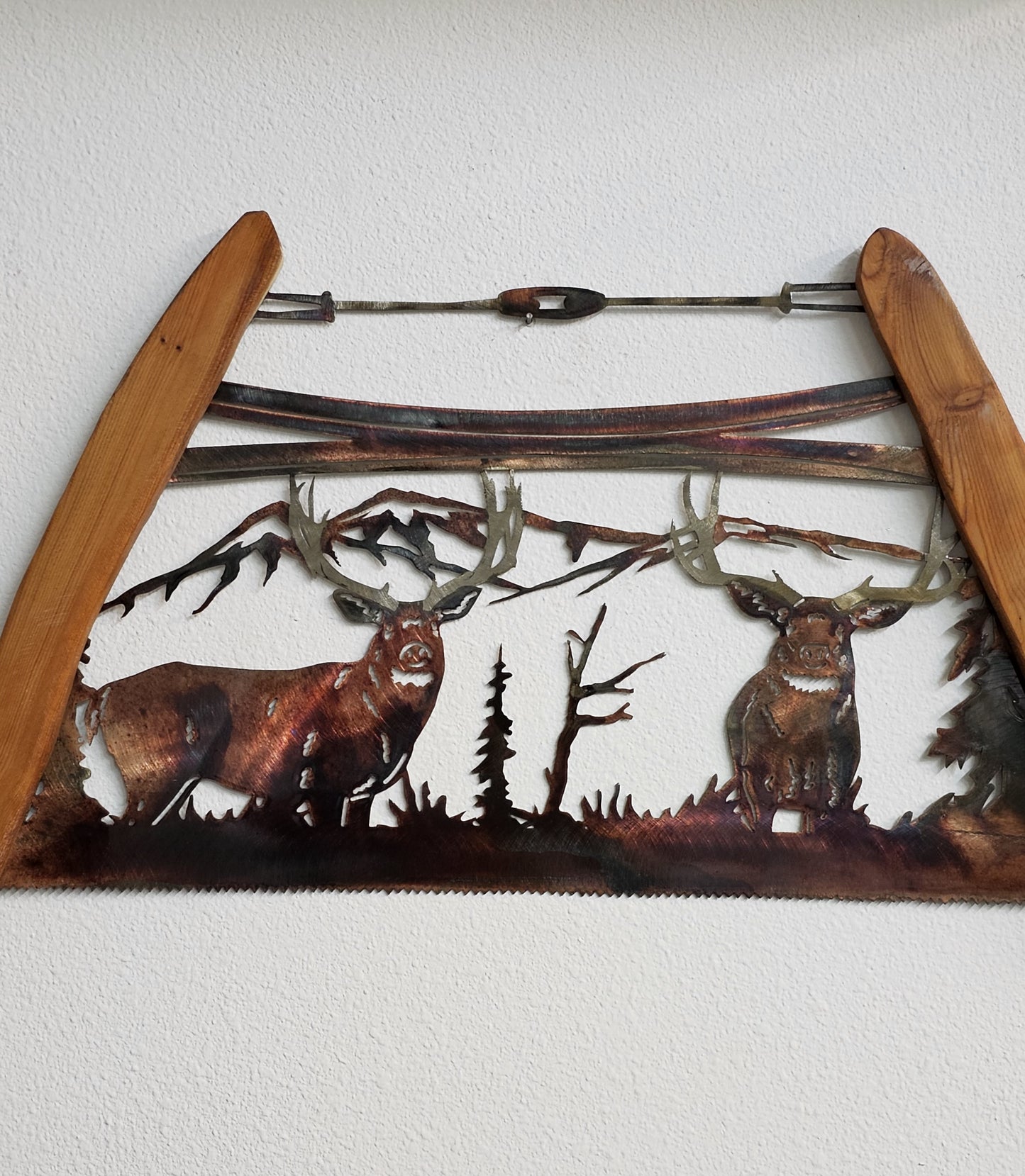 Deer Metal Bow Saw Wall Hanging Available in Five Colors