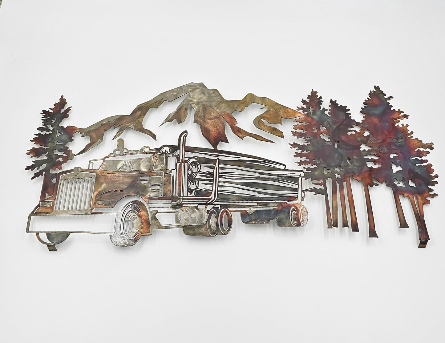 Large Metal Kenworth Log Truck Wall Hanging