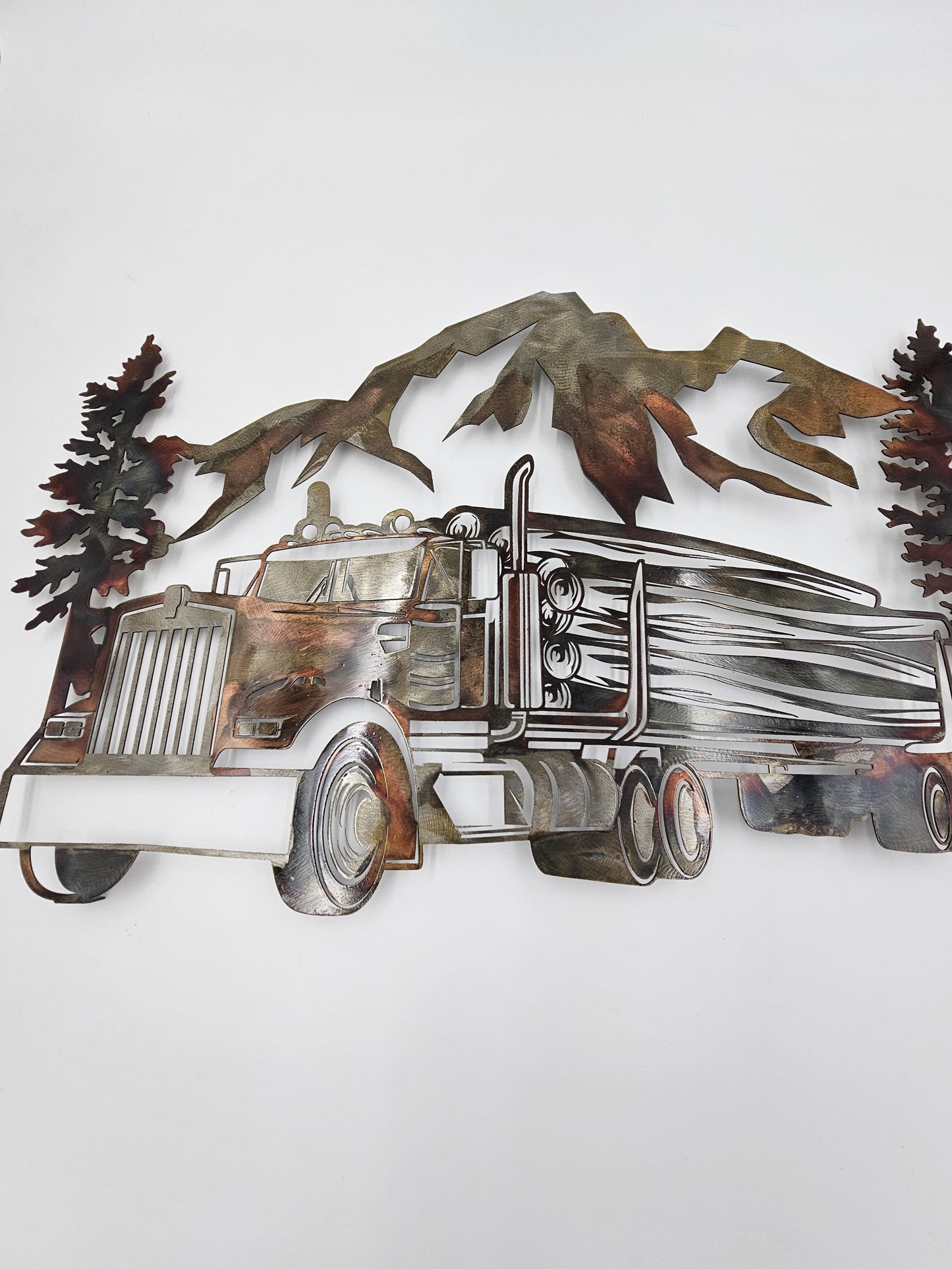 Large Metal Kenworth Log Truck Wall Hanging