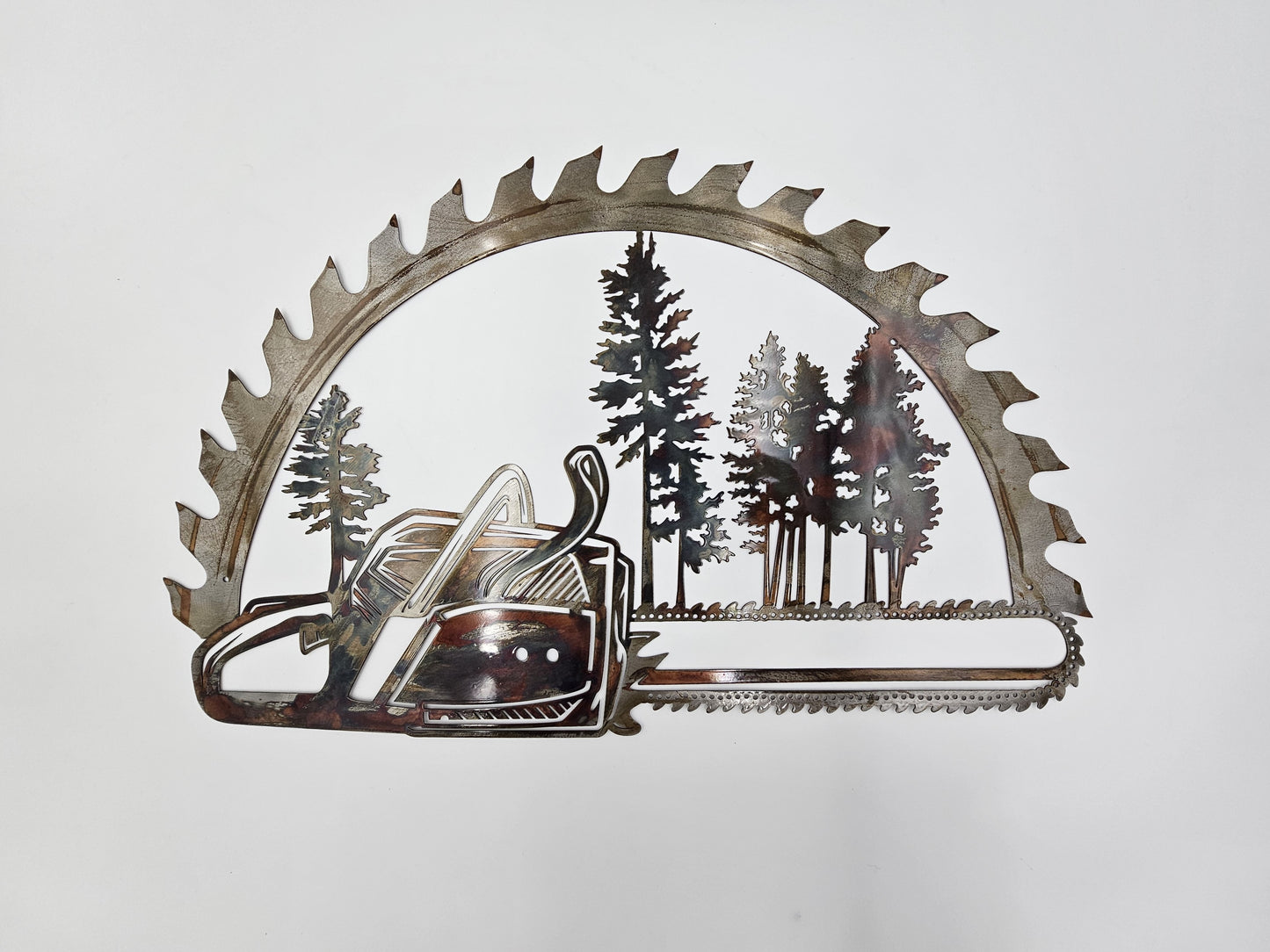 Large Rustic Metal Chainsaw Wall Hanging