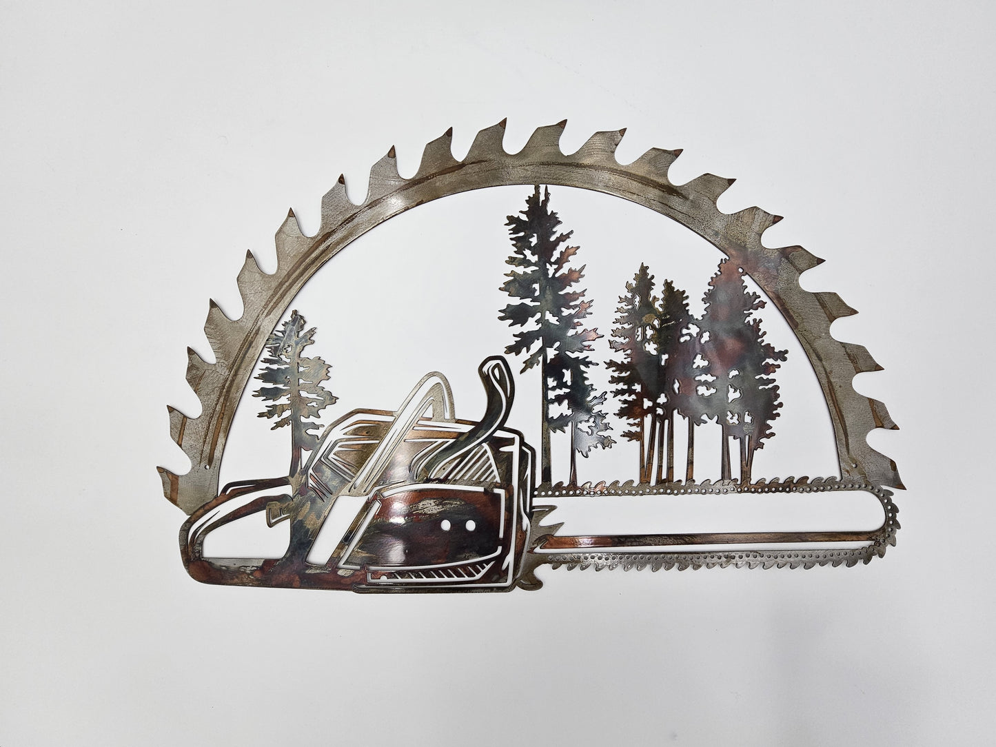 Large Rustic Metal Chainsaw Wall Hanging
