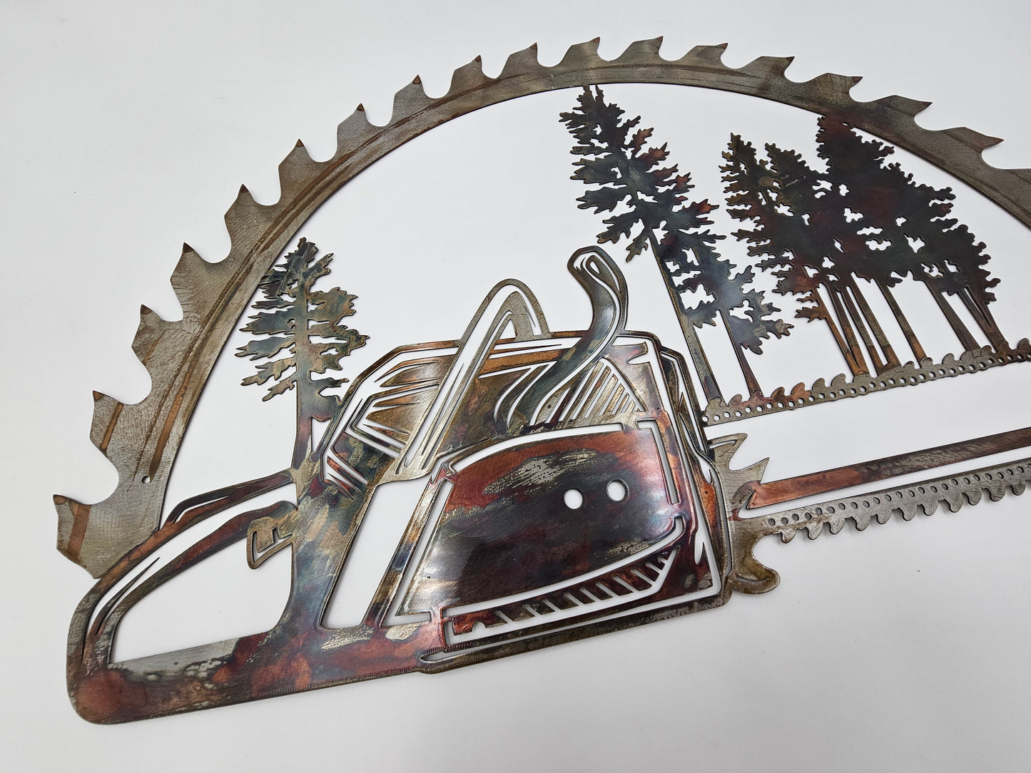Large Rustic Metal Chainsaw Wall Hanging
