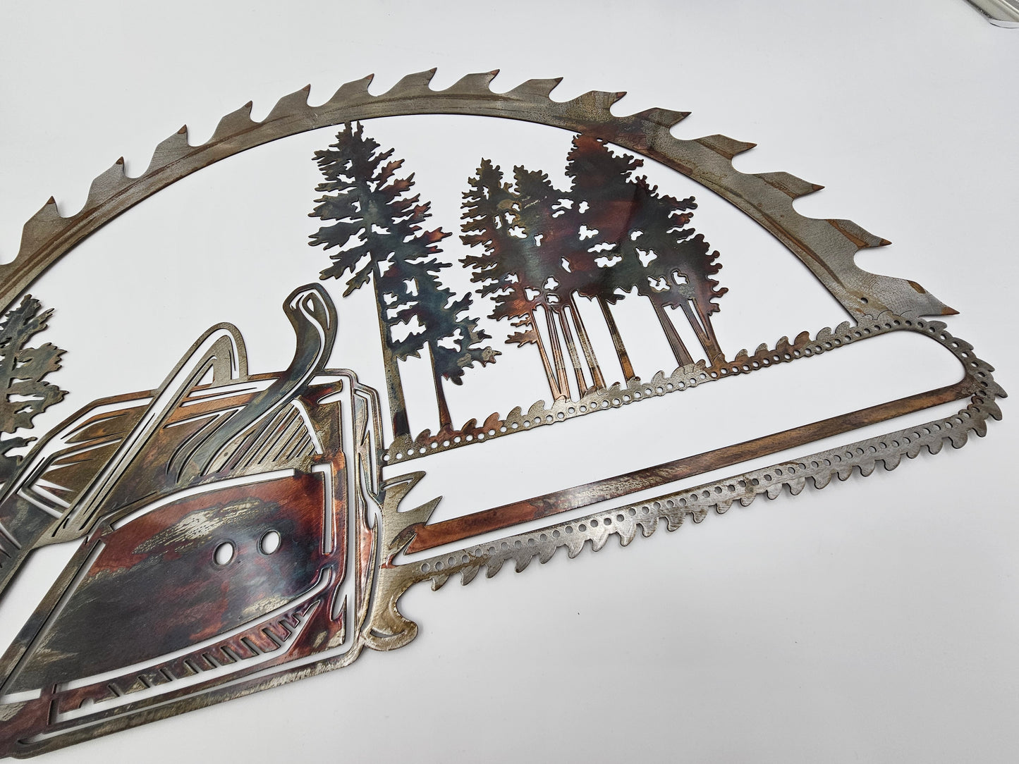 Large Rustic Metal Chainsaw Wall Hanging