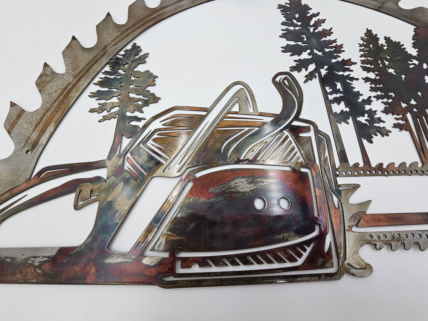 Large Rustic Metal Chainsaw Wall Hanging
