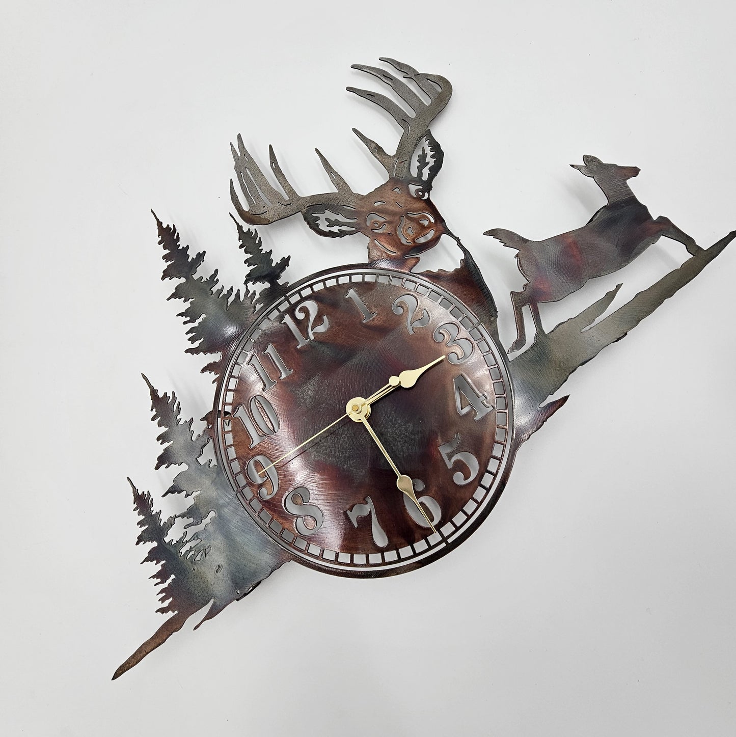 Rustic Metal Deer Wall Clock NEW LARGER SIZE
