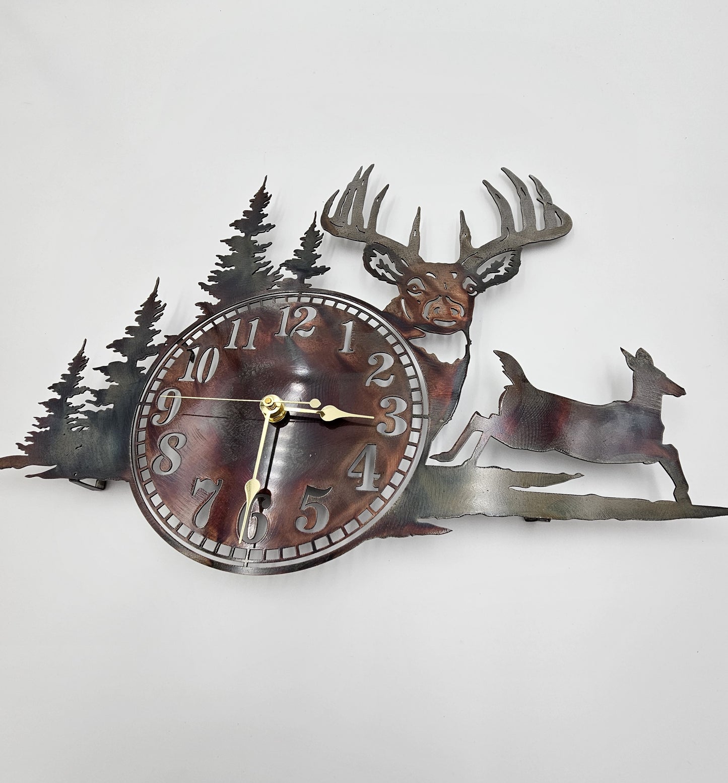 Rustic Metal Deer Wall Clock NEW LARGER SIZE