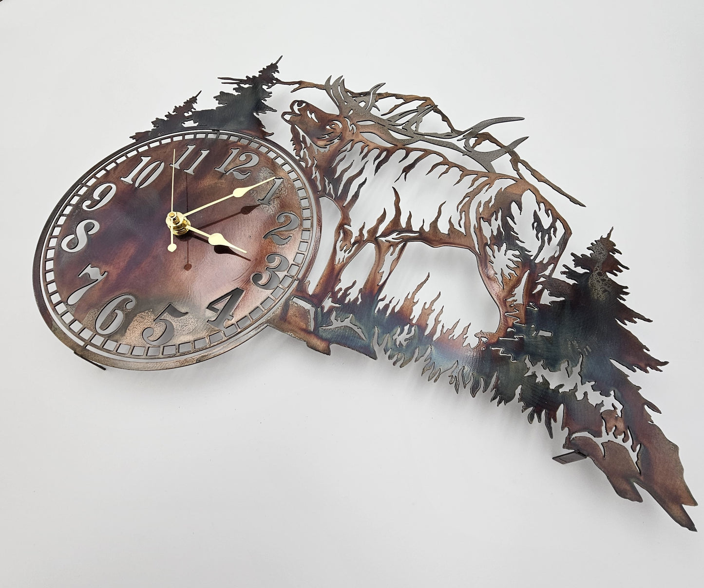Rustic Metal Elk Wall Clock NEW LARGER SIZE!