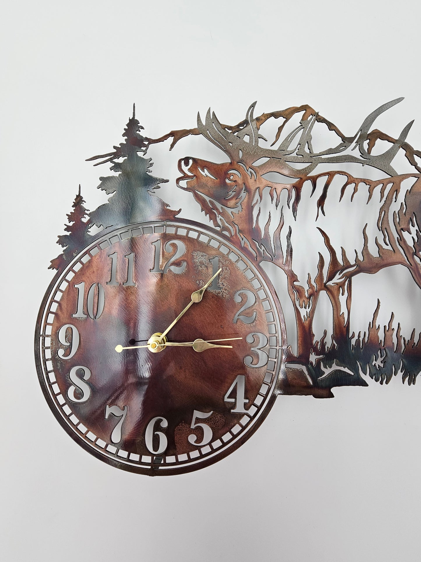 Rustic Metal Elk Wall Clock NEW LARGER SIZE!