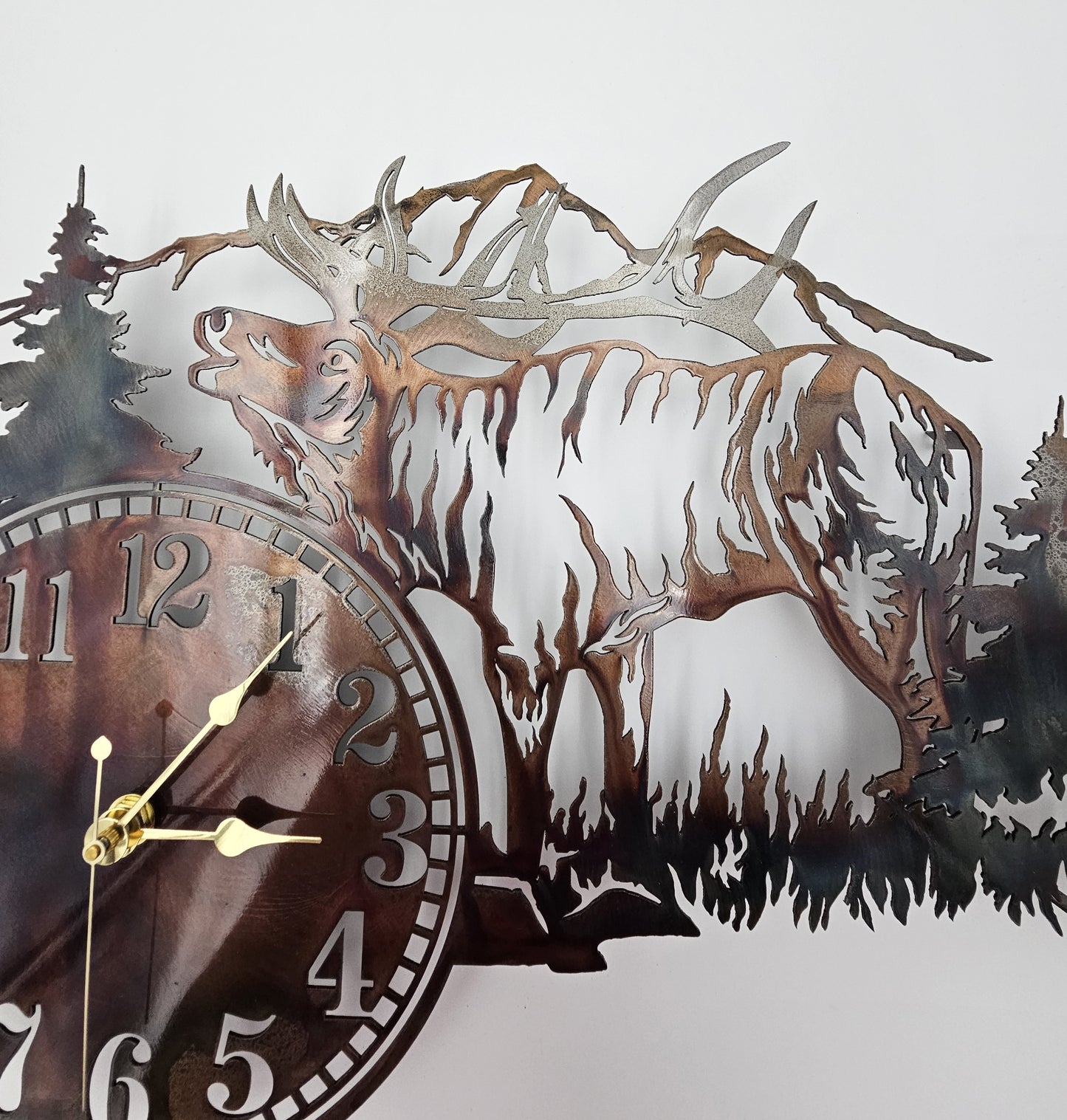 Rustic Metal Elk Wall Clock NEW LARGER SIZE!