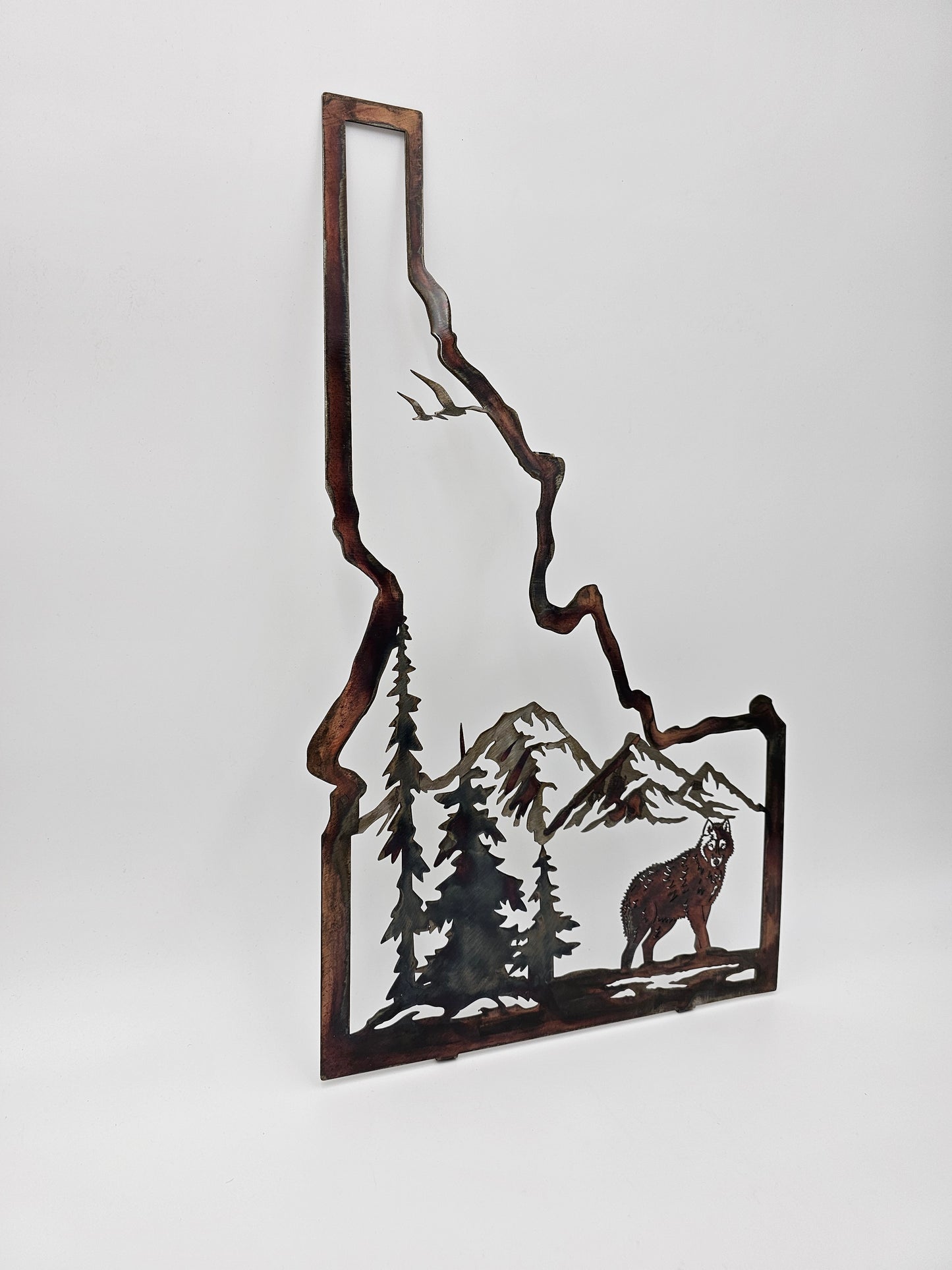 Idaho State Sign with Wolf Mountain Scene