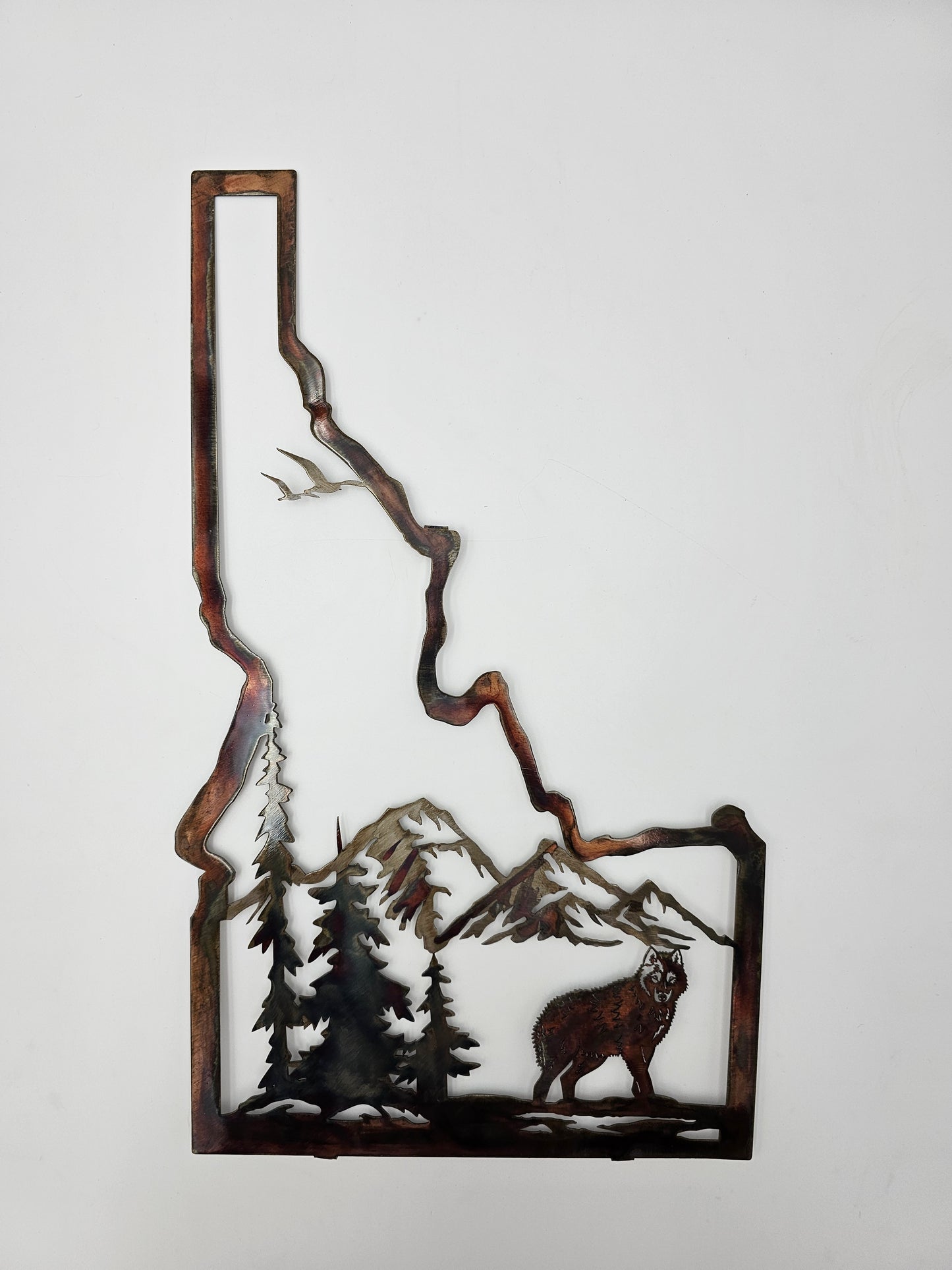 Idaho State Sign with Wolf Mountain Scene