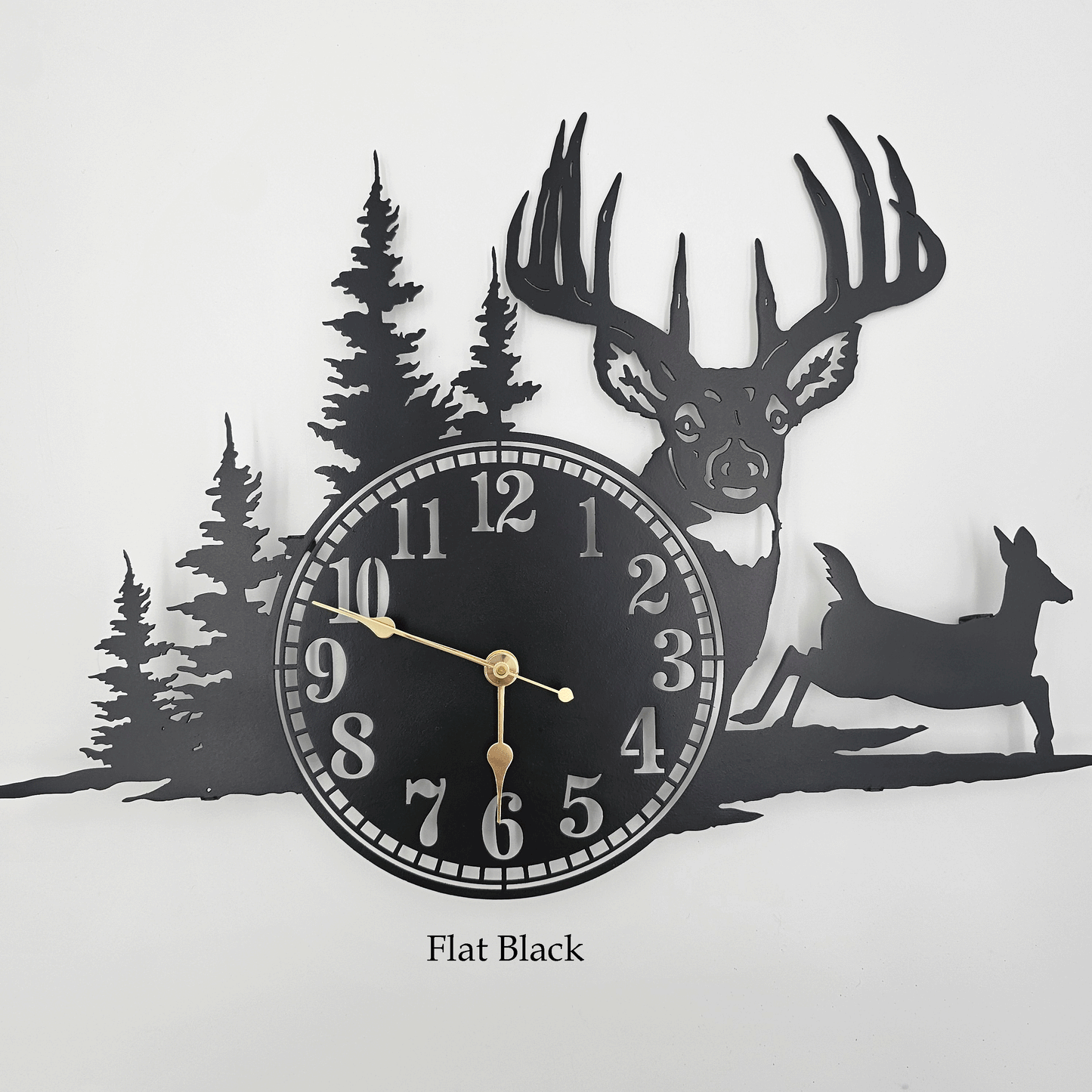 Flat Black Deer Clock