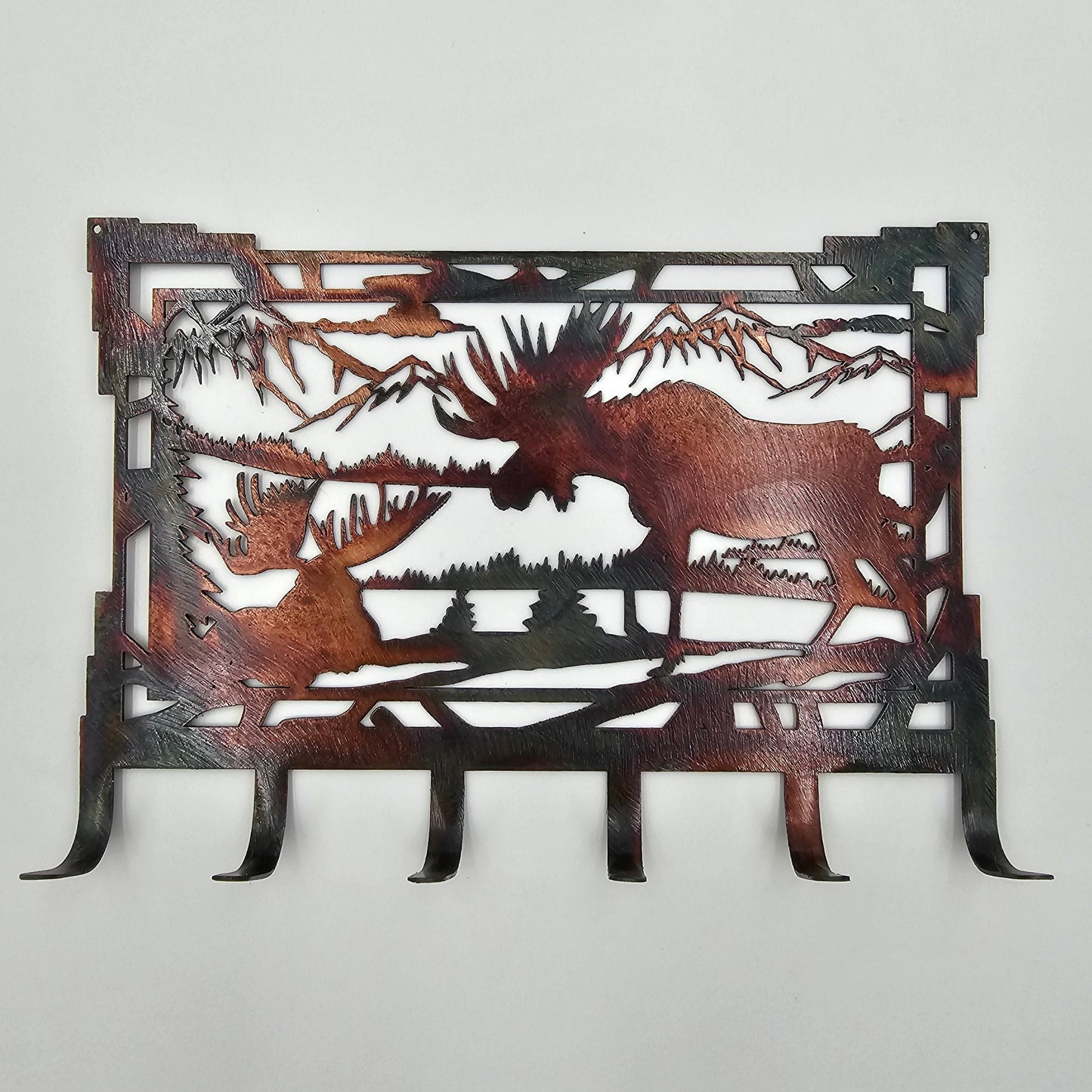 Southwest Moose Rectangular Key Rack Front.
