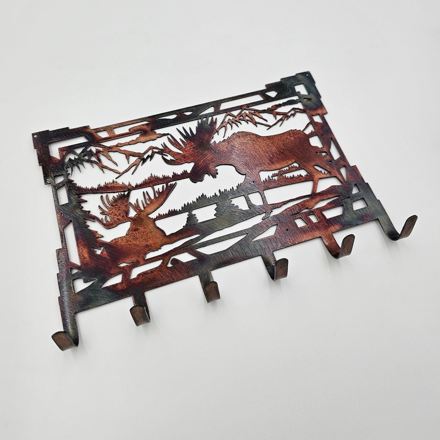 Southwest Moose Rectangular Key Rack Left Side View