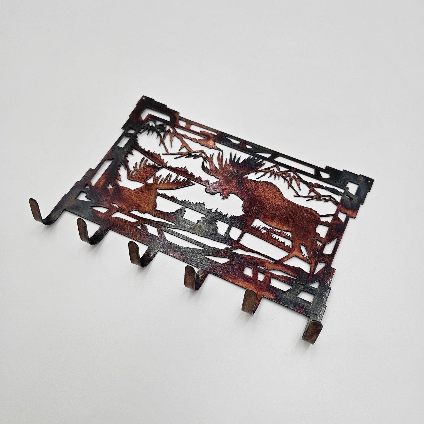 Southwest Moose Rectangular Key Rack Right Side View.