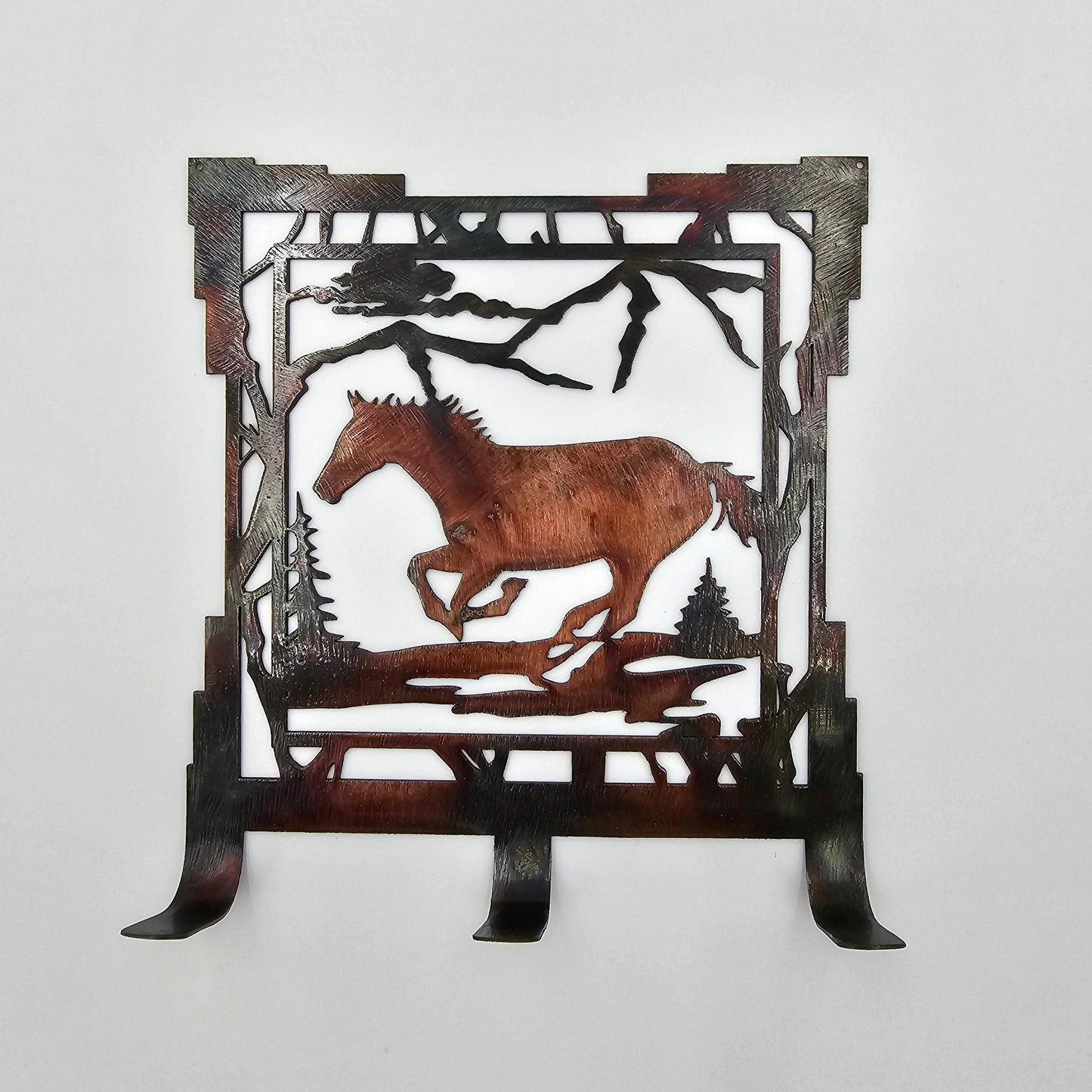Square Southwest Horse Key Rack Front View.