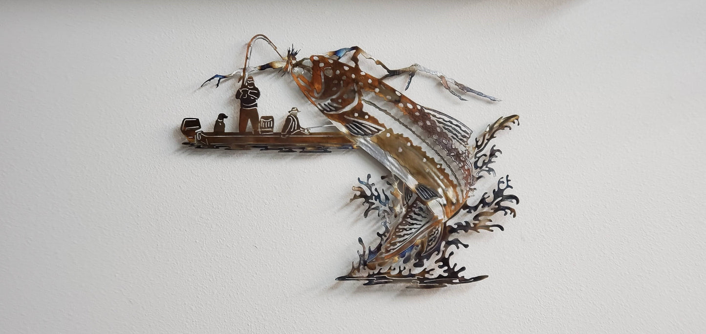 Fish & Boat Metal Wall Hanging