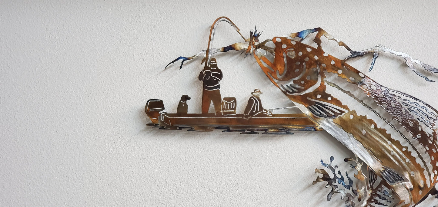 Fish & Boat Metal Wall Hanging