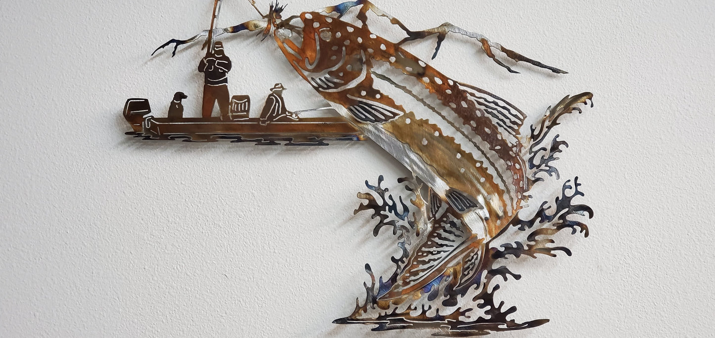 Fish & Boat Metal Wall Hanging