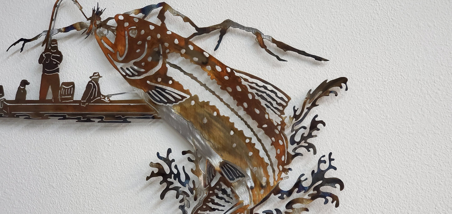 Fish & Boat Metal Wall Hanging