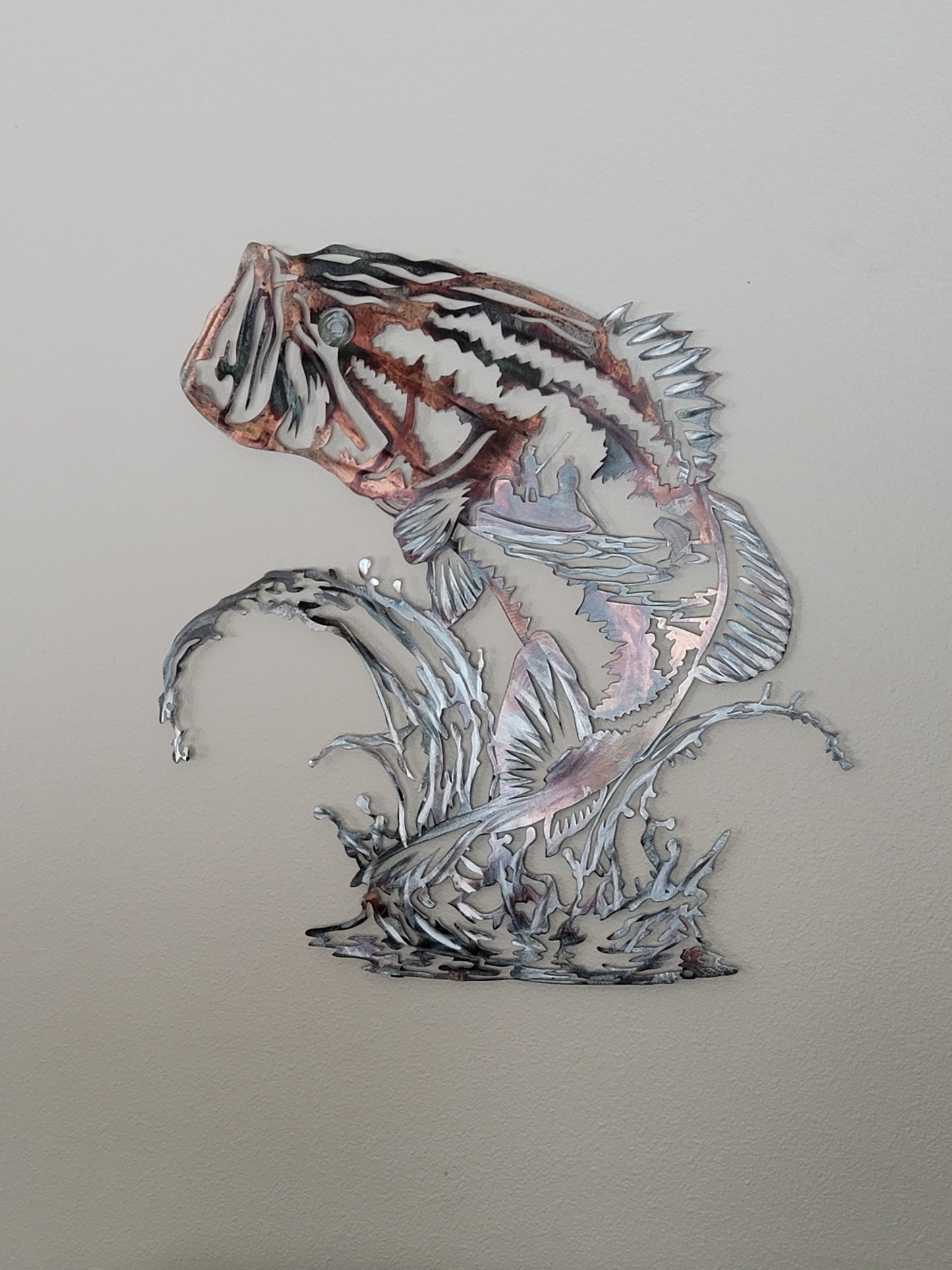 Xtra Large Bass Fish Metal Wall Hanging
