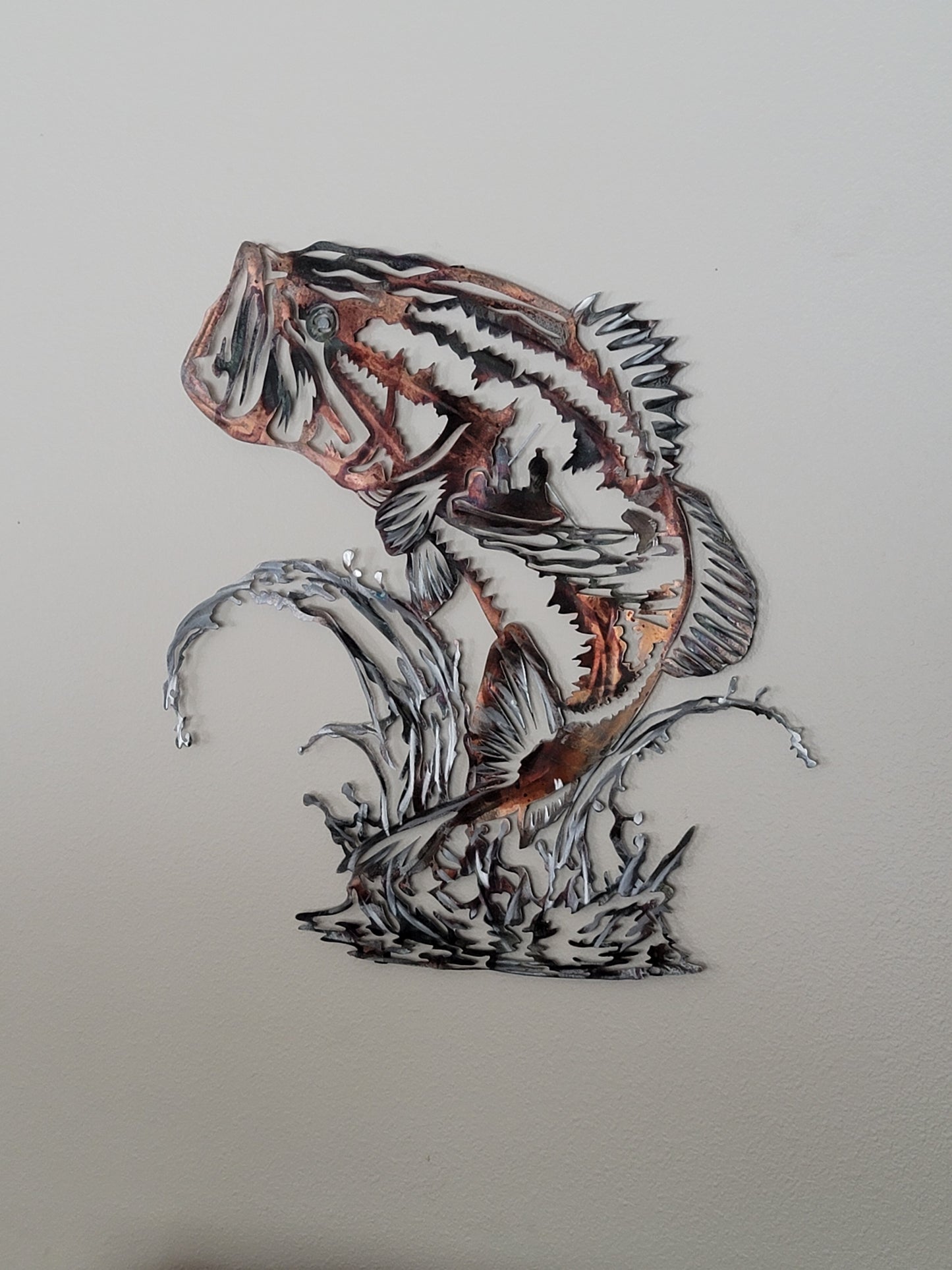 Xtra Large Bass Fish Metal Wall Hanging