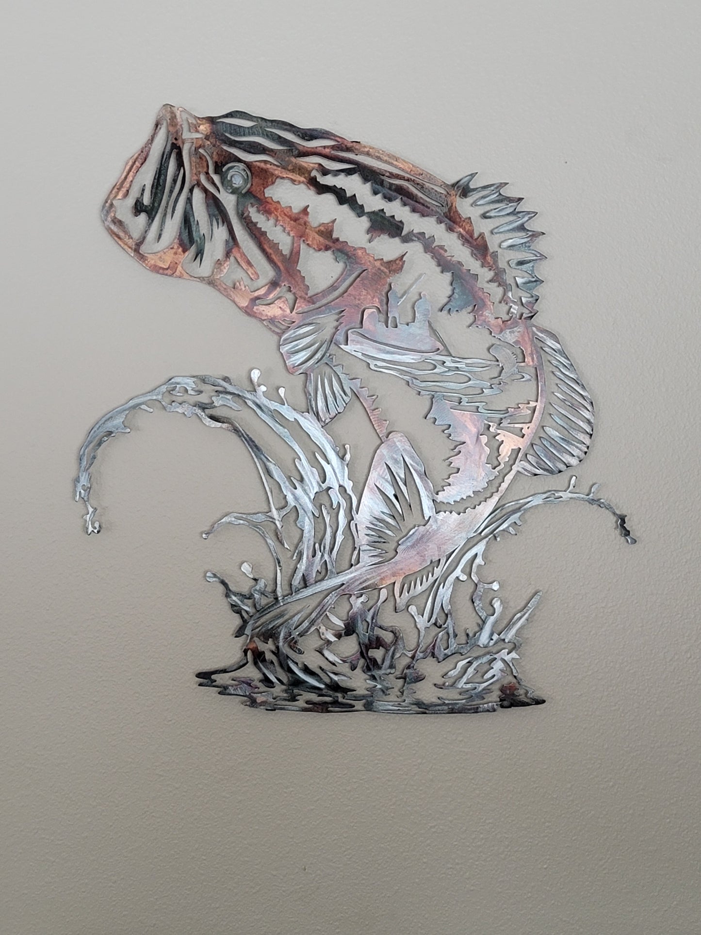Xtra Large Bass Fish Metal Wall Hanging