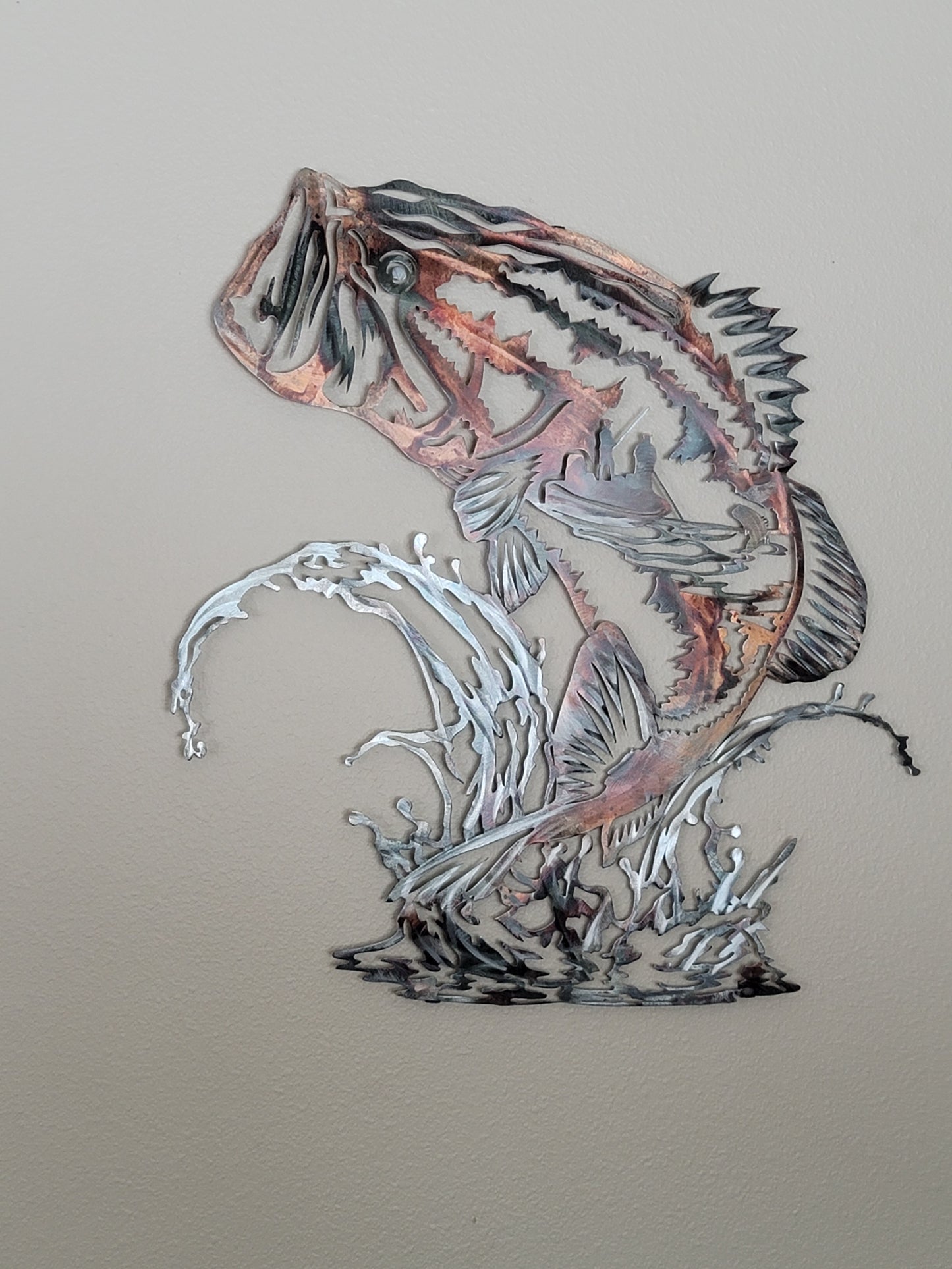 Xtra Large Bass Fish Metal Wall Hanging