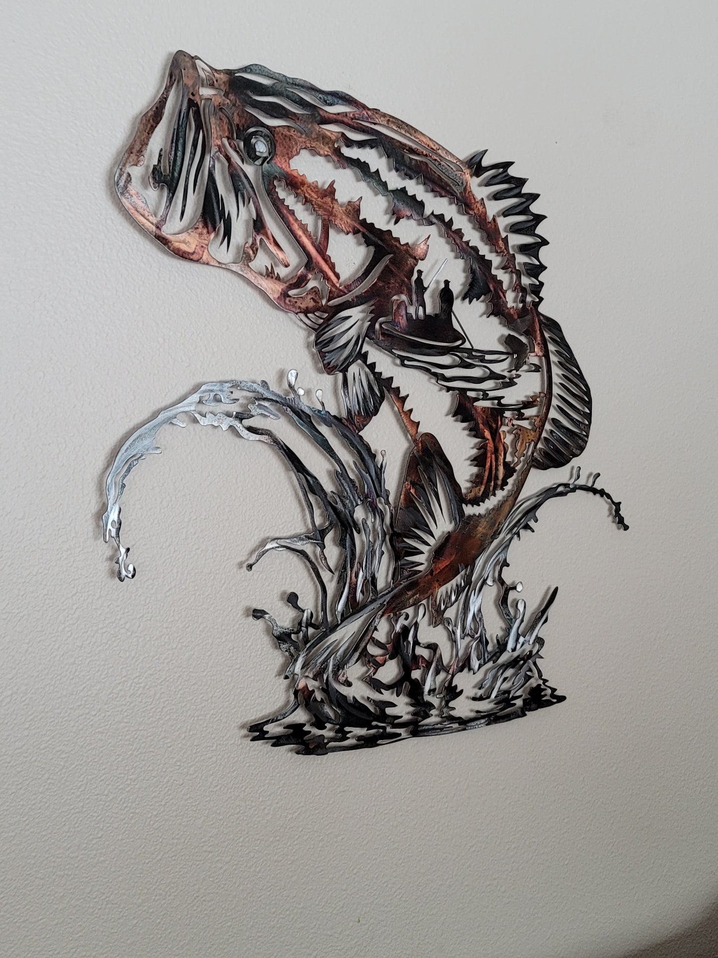 Xtra Large Bass Fish Metal Wall Hanging
