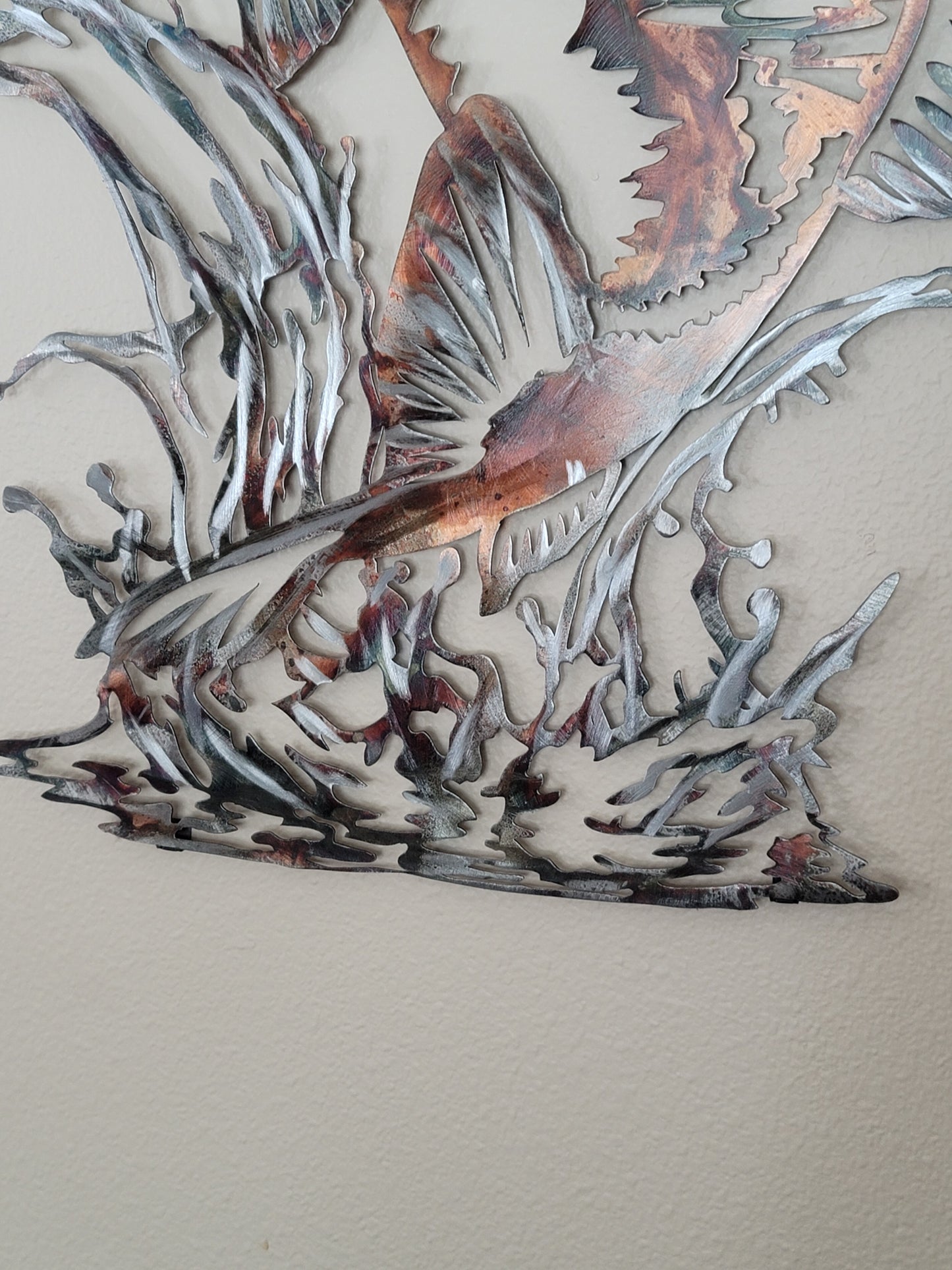 Xtra Large Bass Fish Metal Wall Hanging