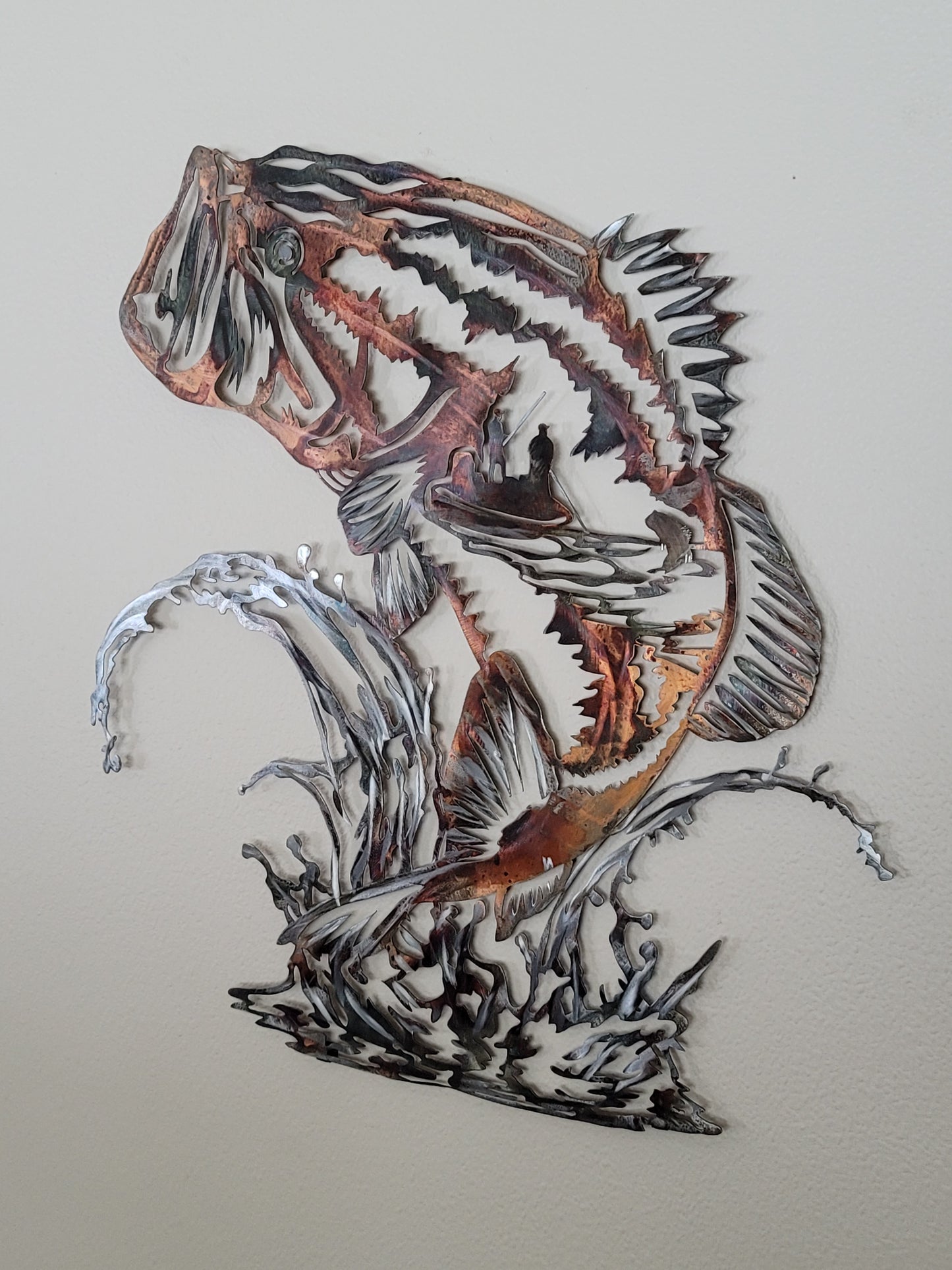 Xtra Large Bass Fish Metal Wall Hanging