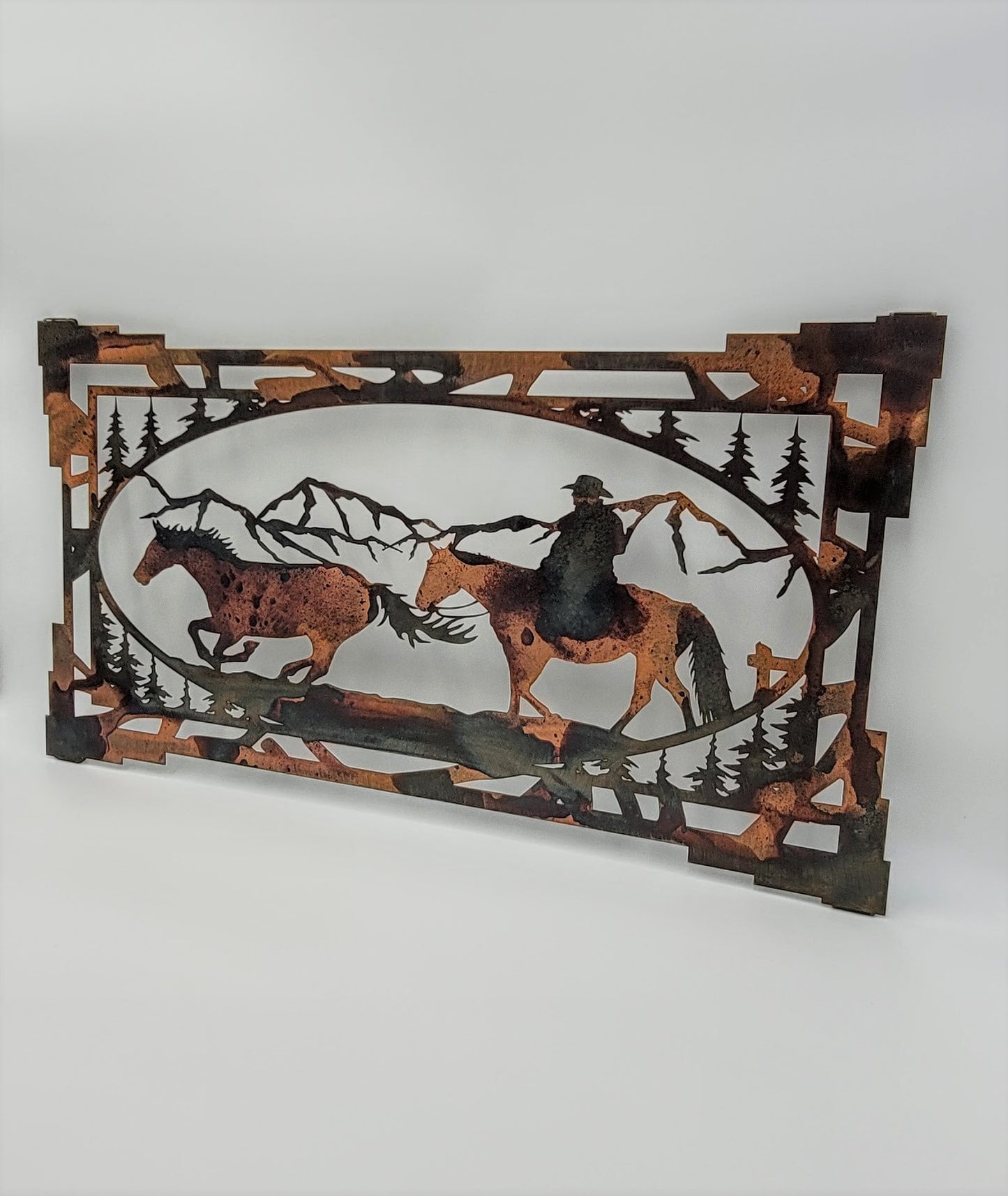 Southwest Style Cowboy and Horse Metal Wall Hanging