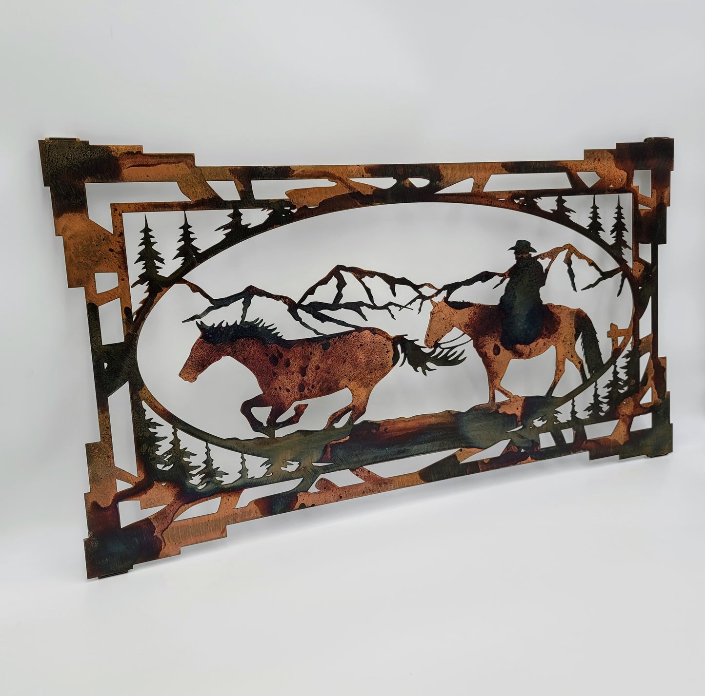 Southwest Style Cowboy and Horse Metal Wall Hanging
