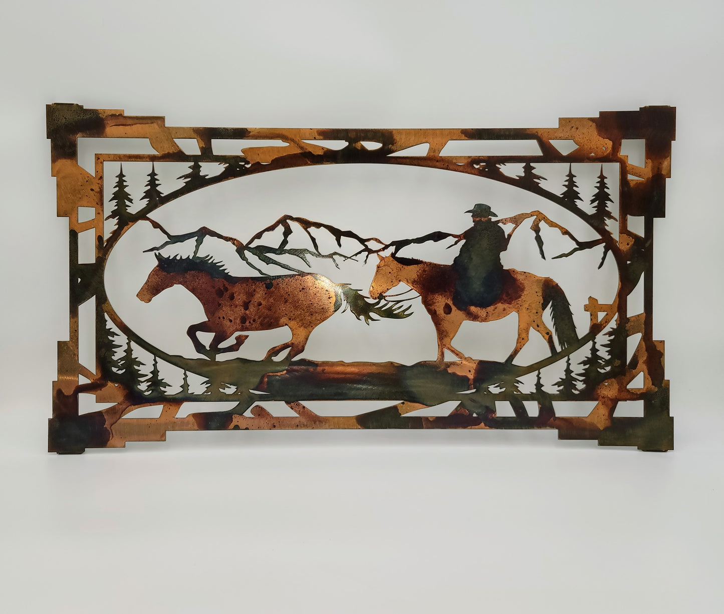 Southwest Style Cowboy and Horse Metal Wall Hanging