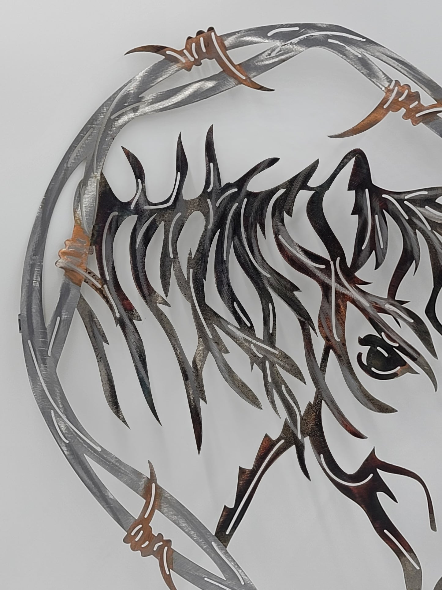 Horses In Barbwire Heart Metal Wall Hanging
