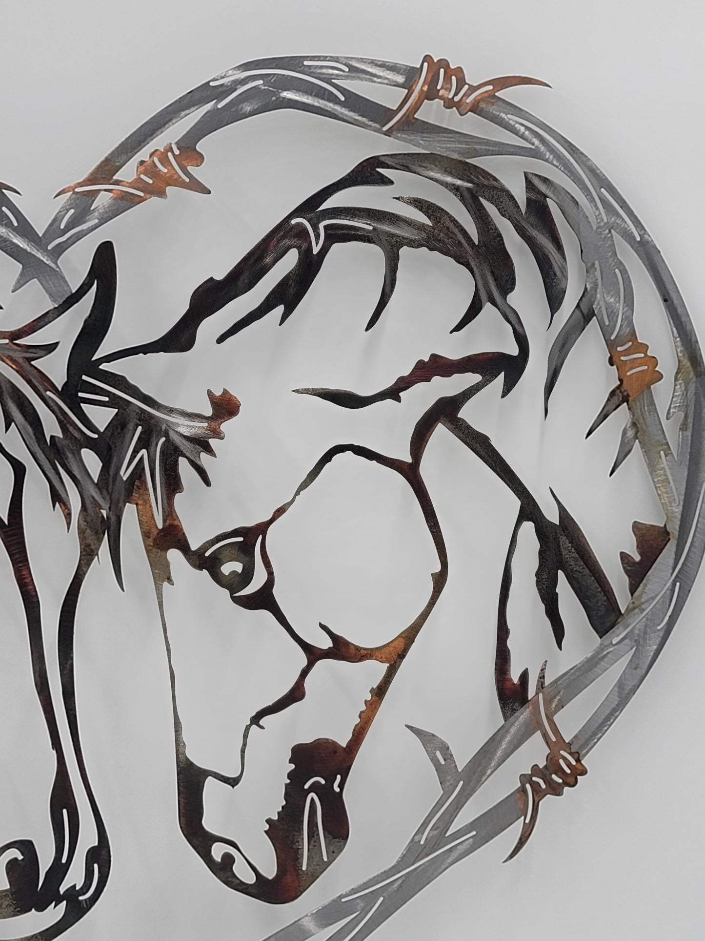Horses In Barbwire Heart Metal Wall Hanging