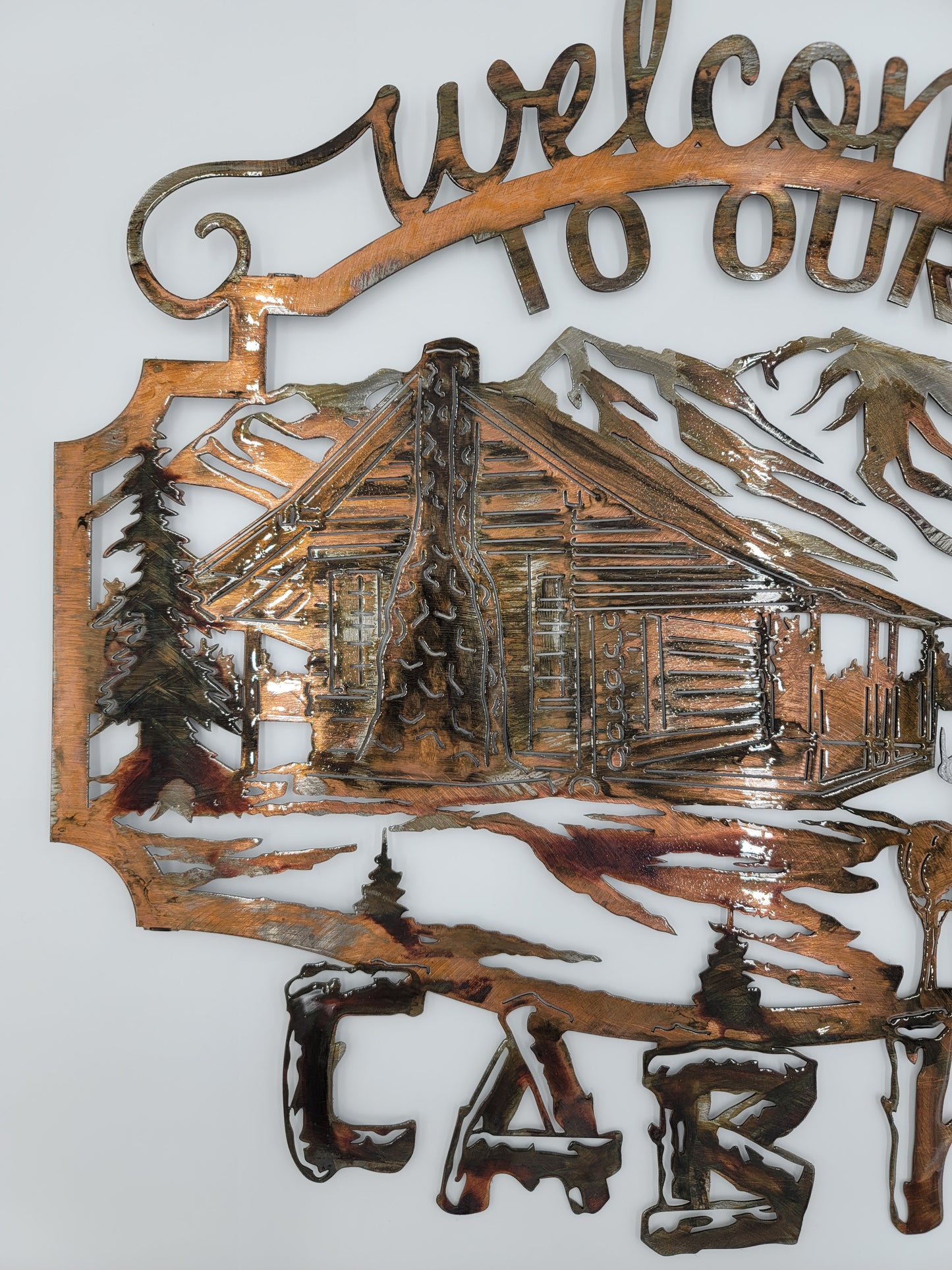 Welcome To Our Cabin White Tail Deer Sign