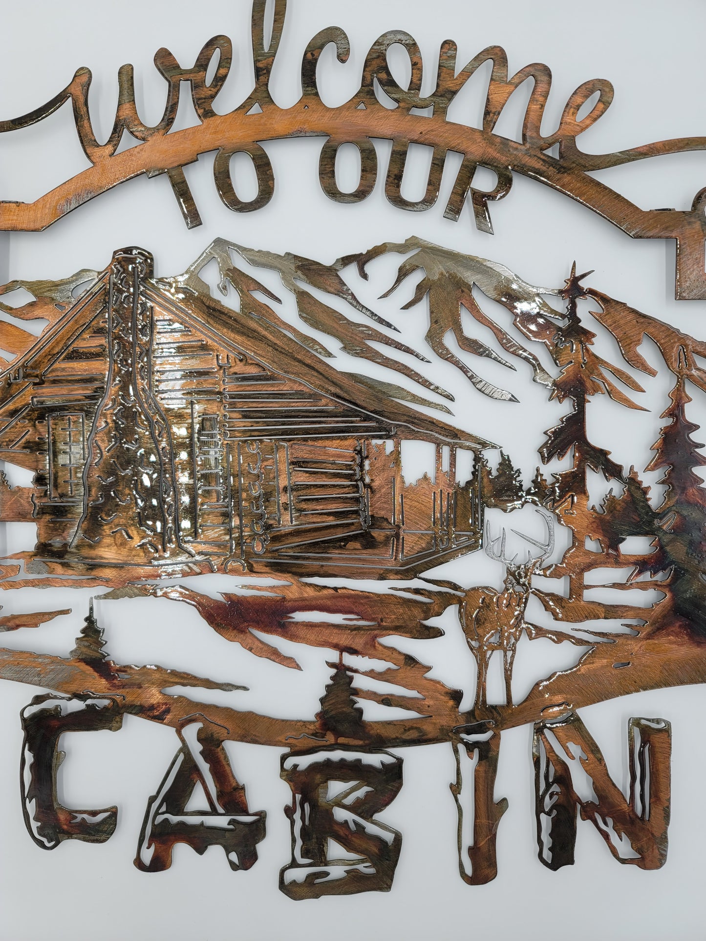 Welcome To Our Cabin White Tail Deer Sign