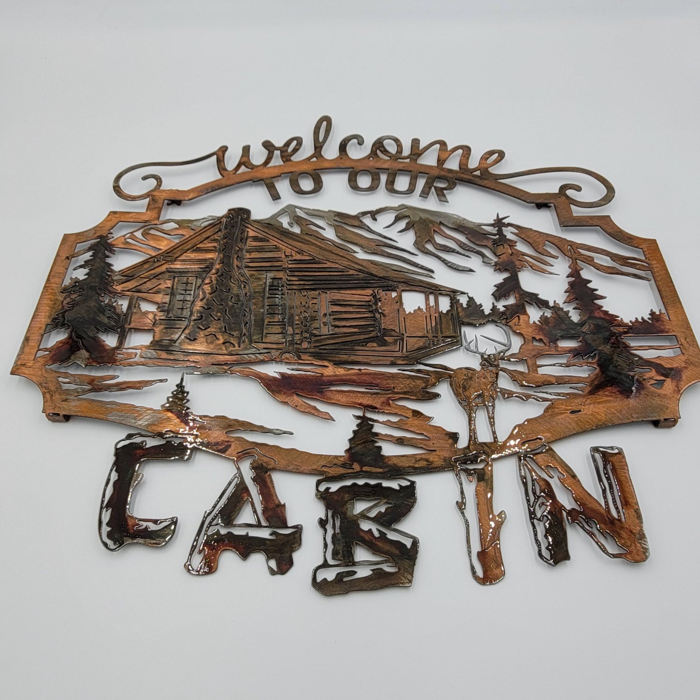 Welcome To Our Cabin White Tail Deer Sign