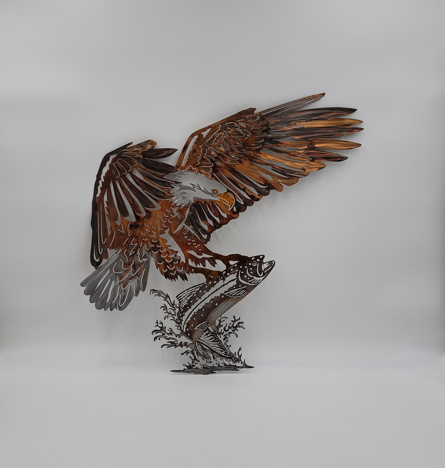 Flying Eagle and Fish Metal Wall Hanging