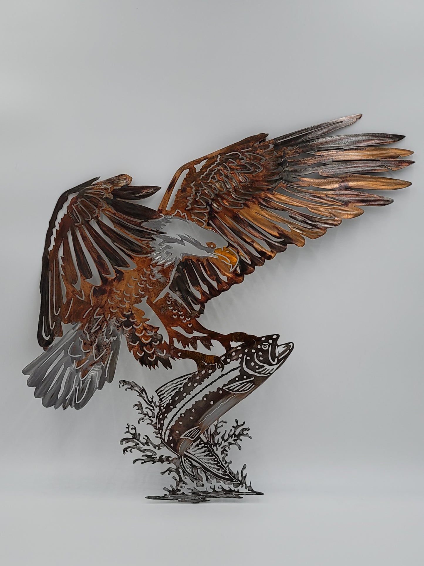 Flying Eagle and Fish Metal Wall Hanging