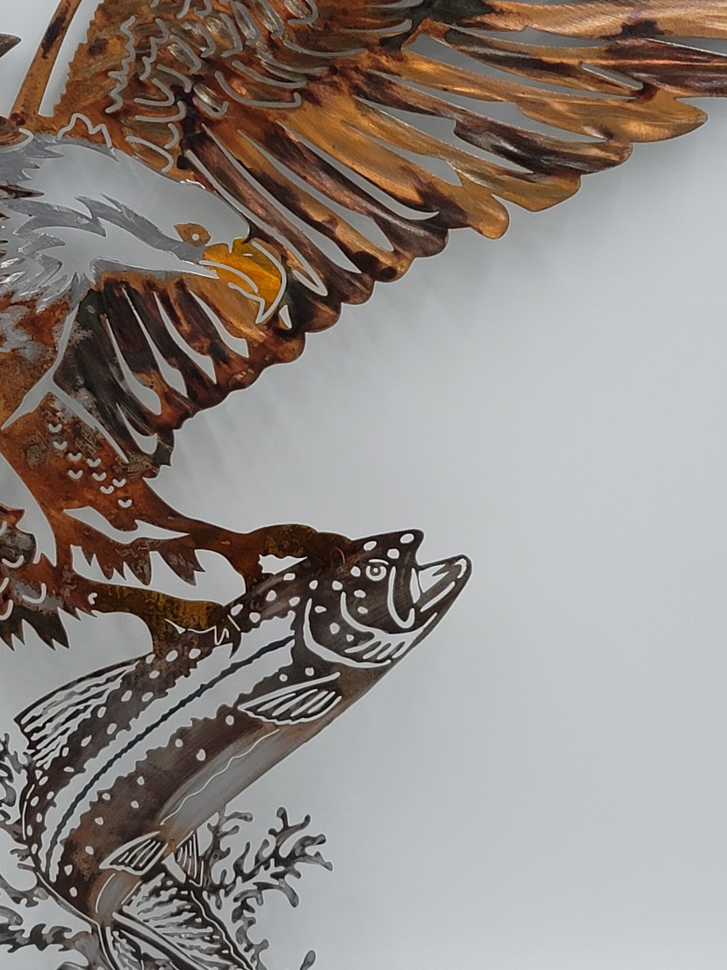 Flying Eagle and Fish Metal Wall Hanging