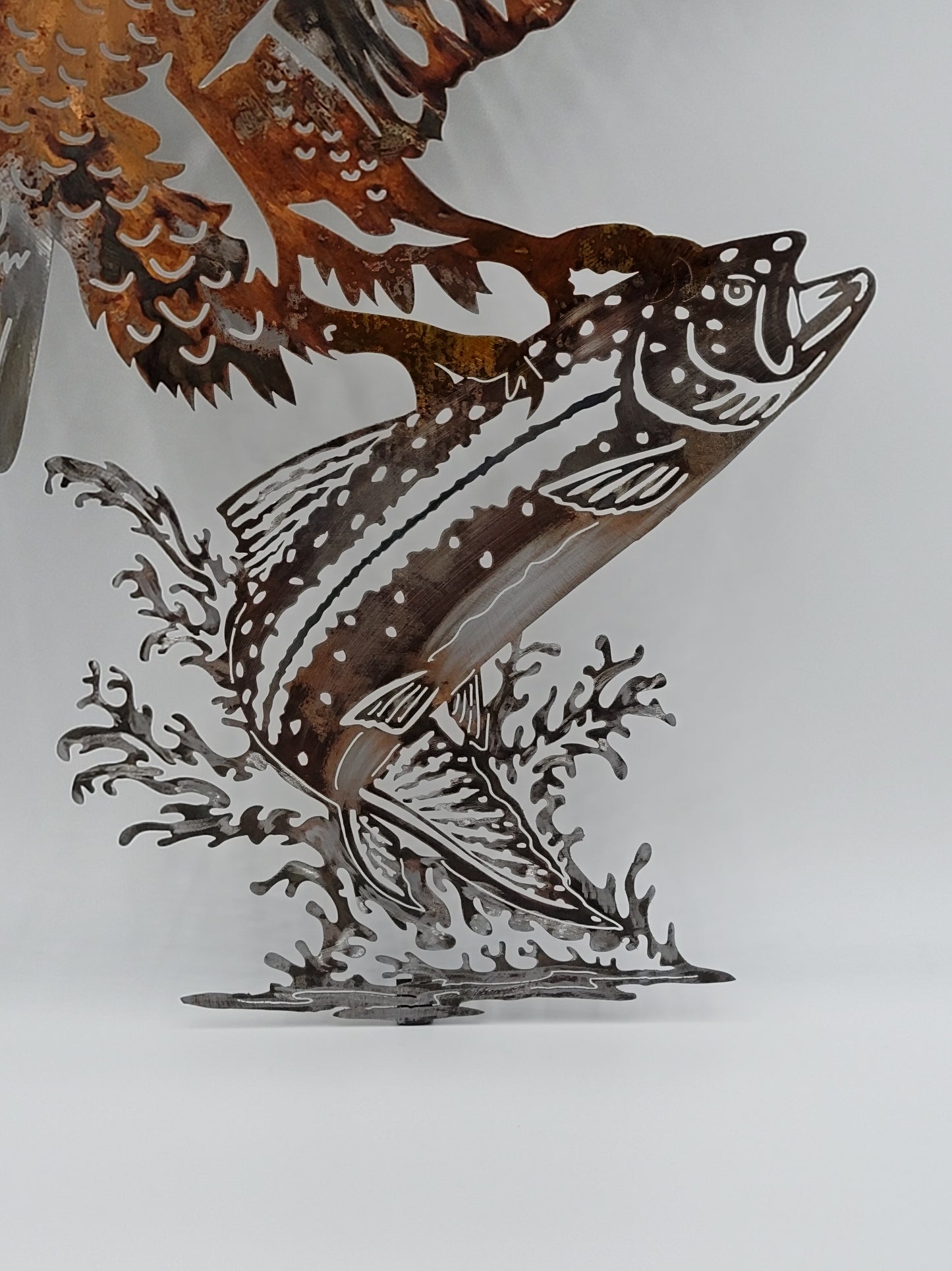 Flying Eagle and Fish Metal Wall Hanging