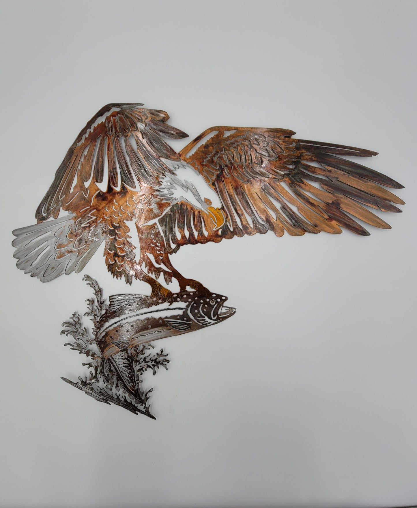 Flying Eagle and Fish Metal Wall Hanging