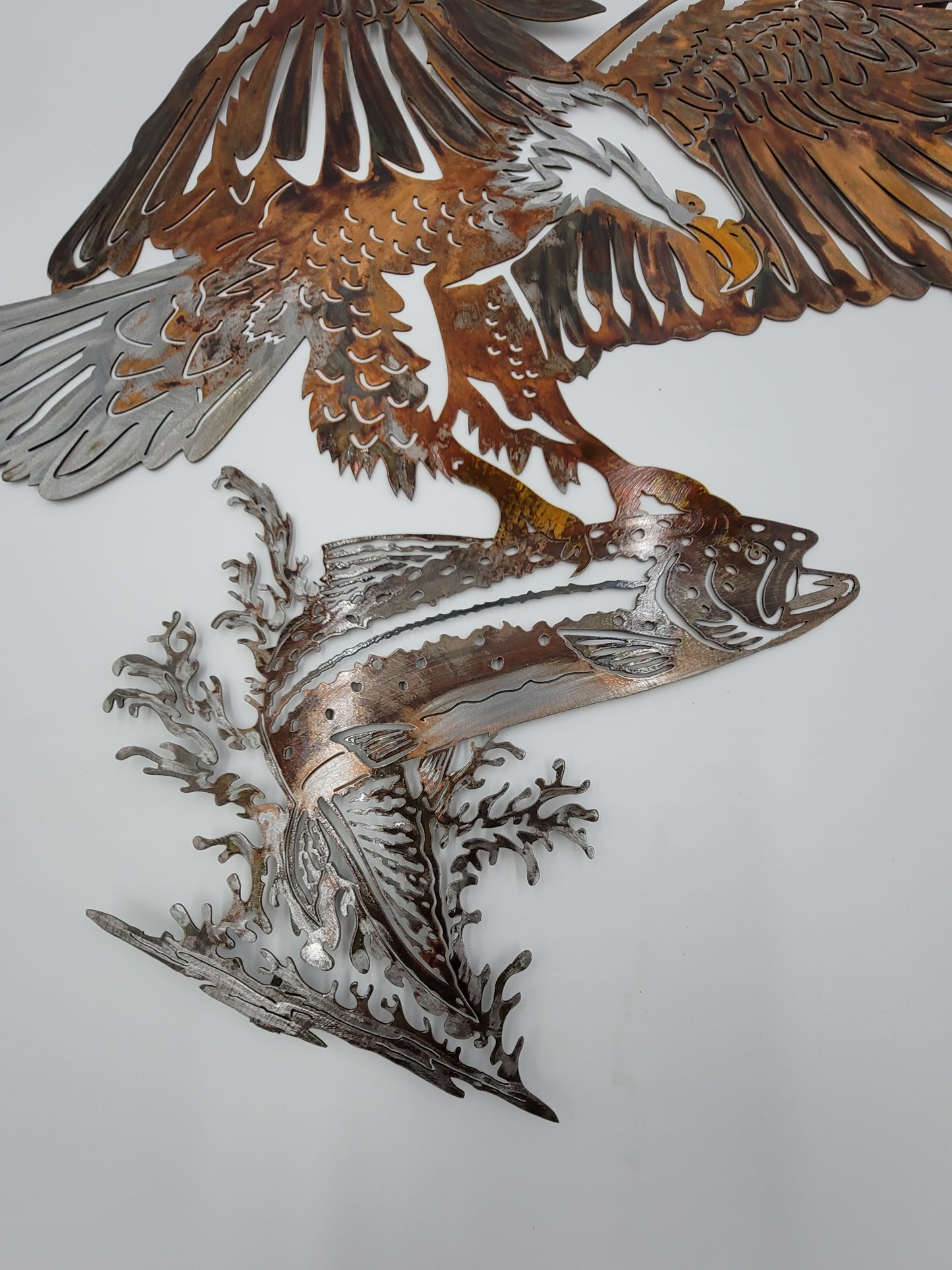 Flying Eagle and Fish Metal Wall Hanging
