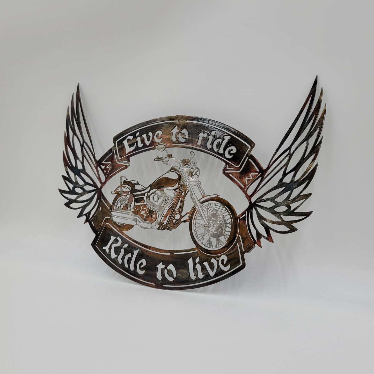 Live To Ride Ride To Live Metal Motorcycle Wall Hanging